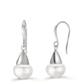 Pendant d'oreilles Argent Rhodié perle d'eau douce, 2 Perles, 9 mm