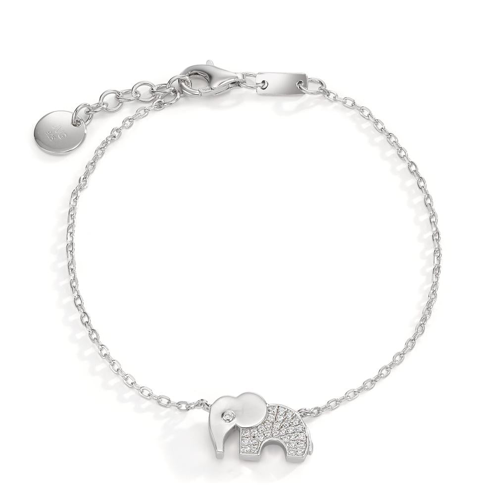 Bracelet Argent Zircone Rhodié Éléphant