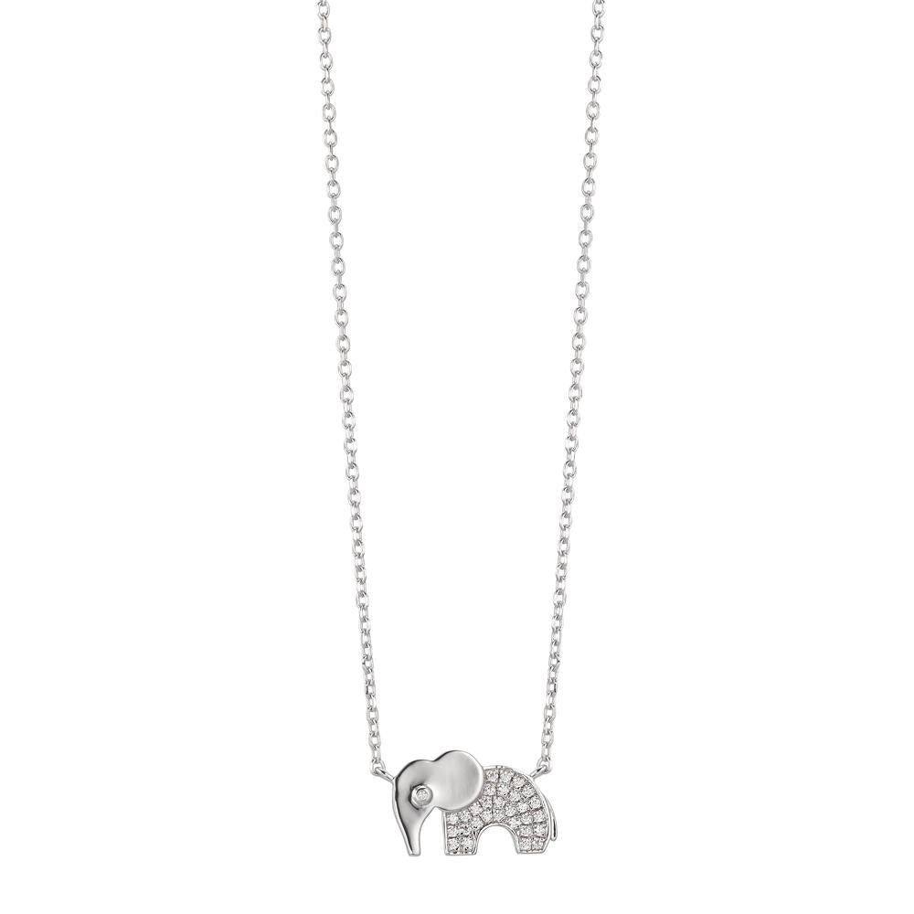 Collier Argent Zircone Rhodié Éléphant 40-43 cm