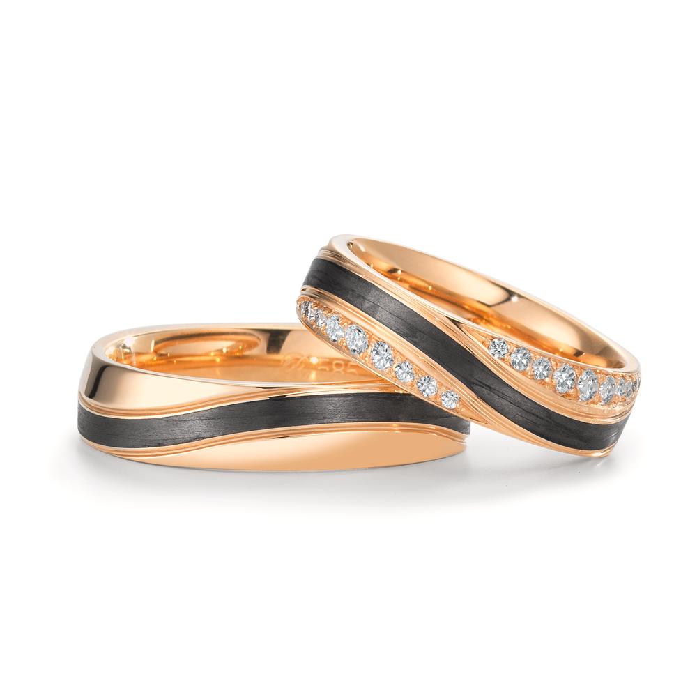 Alliance Or rose 14K, Carbone