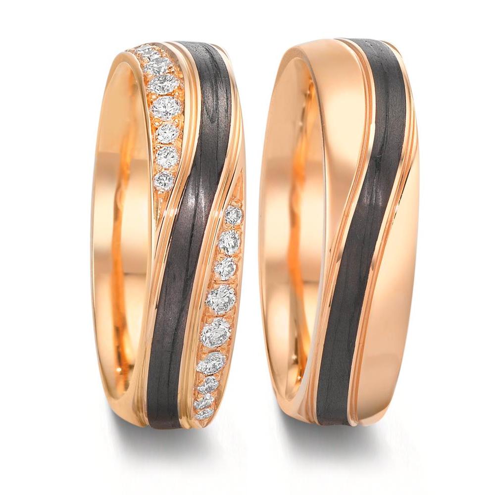 Alliance Or rose 14K, Carbone