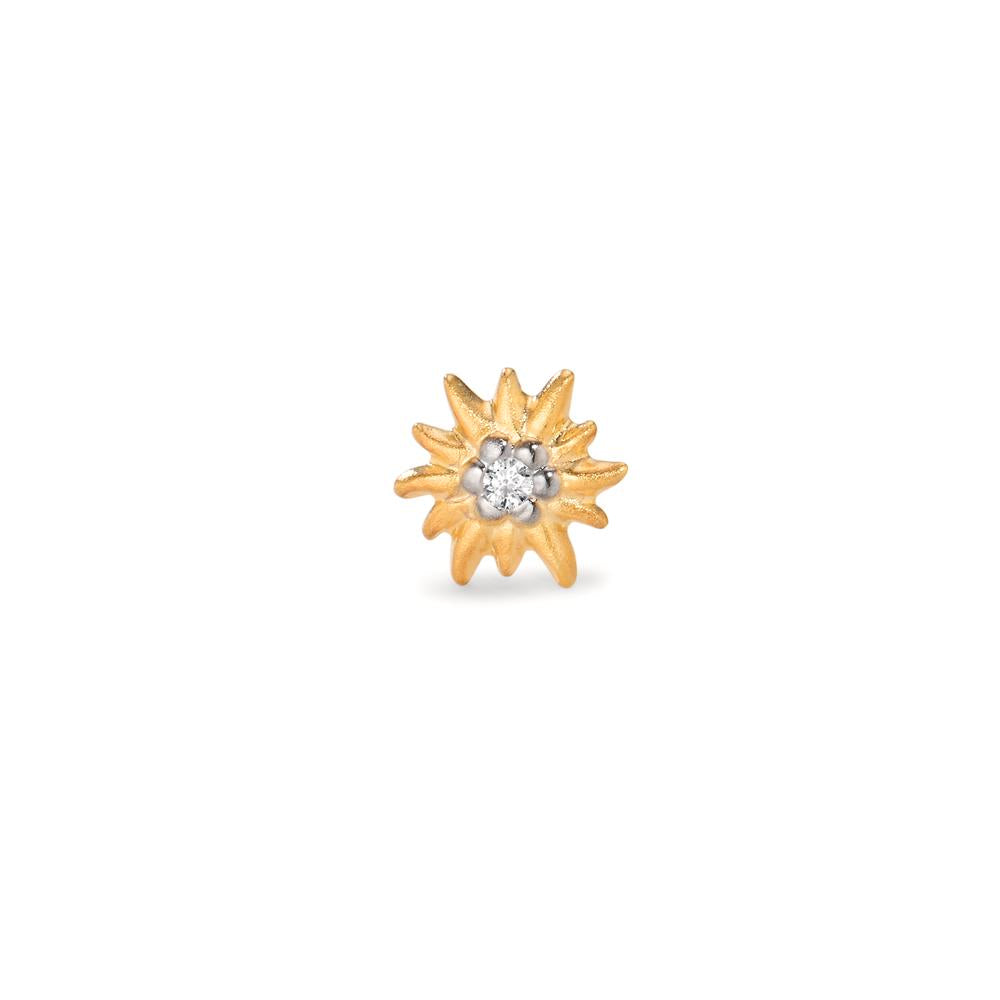 Clous d'oreille à l'unité Or jaune 9K Zircone Bicolore Edelweiss Ø7 mm