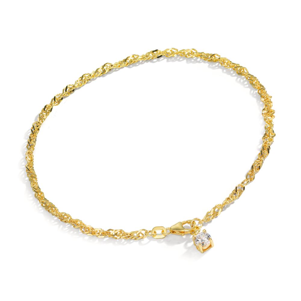 Chaînette de cheville Argent Zircone jaune Plaqué or 23-25 cm
