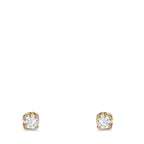 Clous d'oreilles Argent Zircone 2 Pierres jaune Plaqué or Ø3 mm