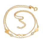 Chaînette de cheville Argent jaune Plaqué or 23-26 cm