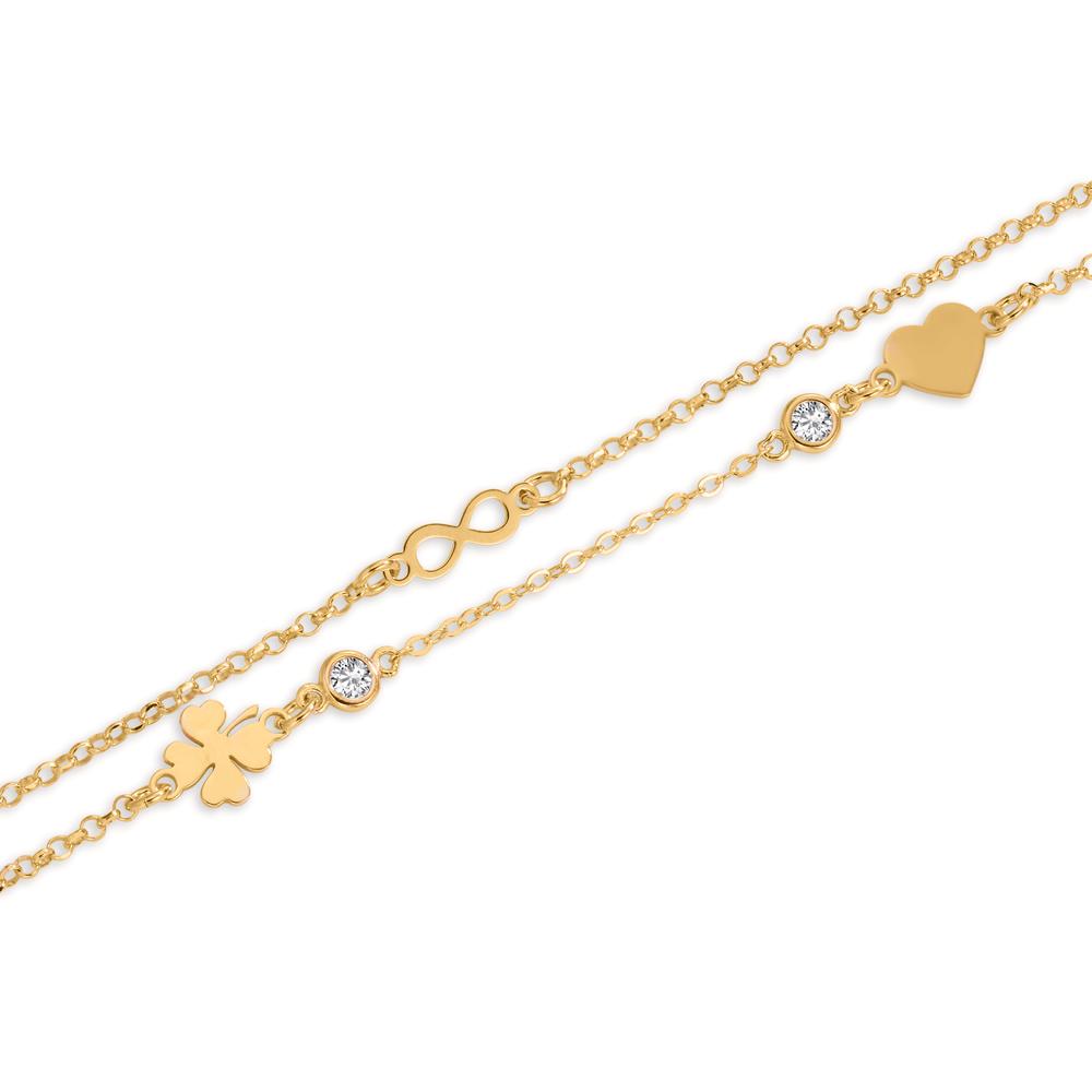 Chaînette de cheville Argent jaune Plaqué or 23-26 cm