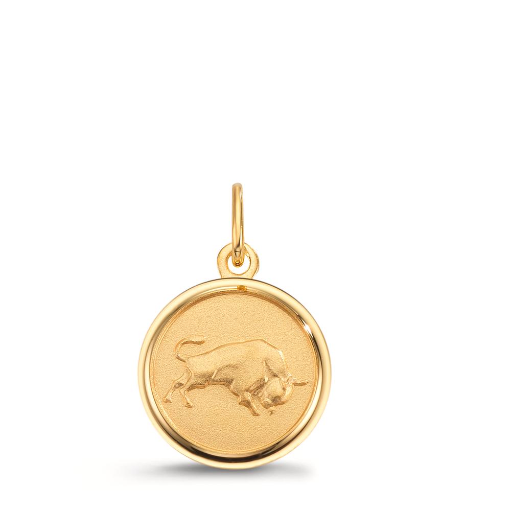 Pendentif avec gravure Or jaune 9K Signe Astrologique Taureau Ø12 mm