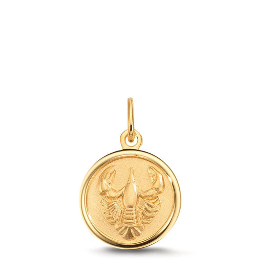 Pendentif avec gravure Or jaune 9K Signe Astrologique Cancer Ø12 mm