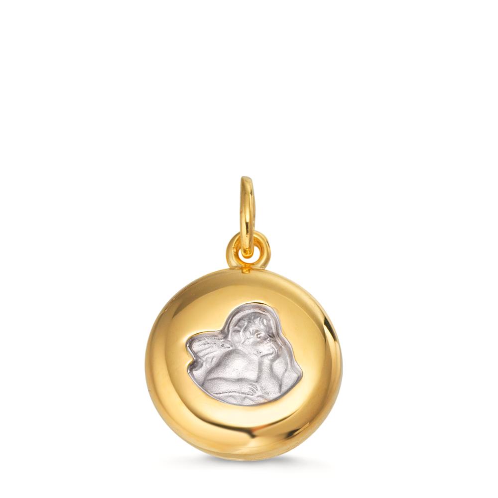 Pendentif Or jaune 9K Bicolore Ange gardien Ø12 mm