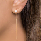 Boucles d'oreilles pendantes Or rouge 18K perle Akoya, 2 Perles 6-6.5 mm