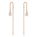 Boucles d'oreilles pendantes Or rouge 18K Diamant 0.06 ct, 3 Pierres, tw-si perle Akoya, 2 Perles, 4.5 mm