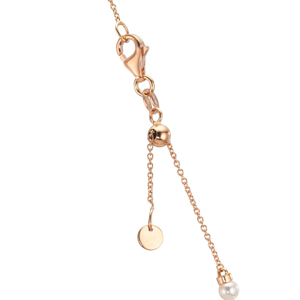 Collier Or rouge 18K Rubis 0.62 ct perle d'eau douce, 3.5 mm Coeur 40-44 cm