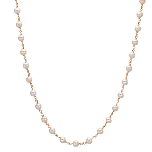 Collier Or rouge 18K perle d'eau douce, 50 Perles, 3.5 mm 41-42 cm