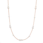 Collier Or rouge 18K perle d'eau douce, 23 Perles 3-5 mm 41.5-44 cm