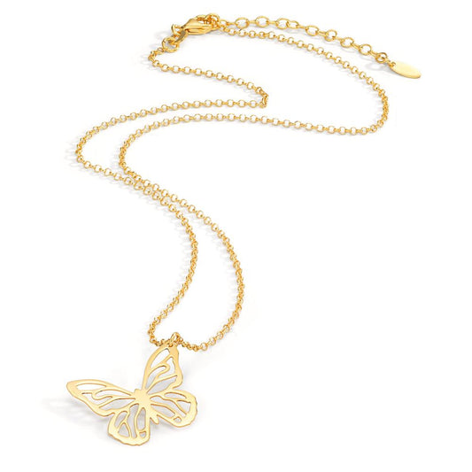 Collier Argent jaune Plaqué or Papillon 40-44 cm