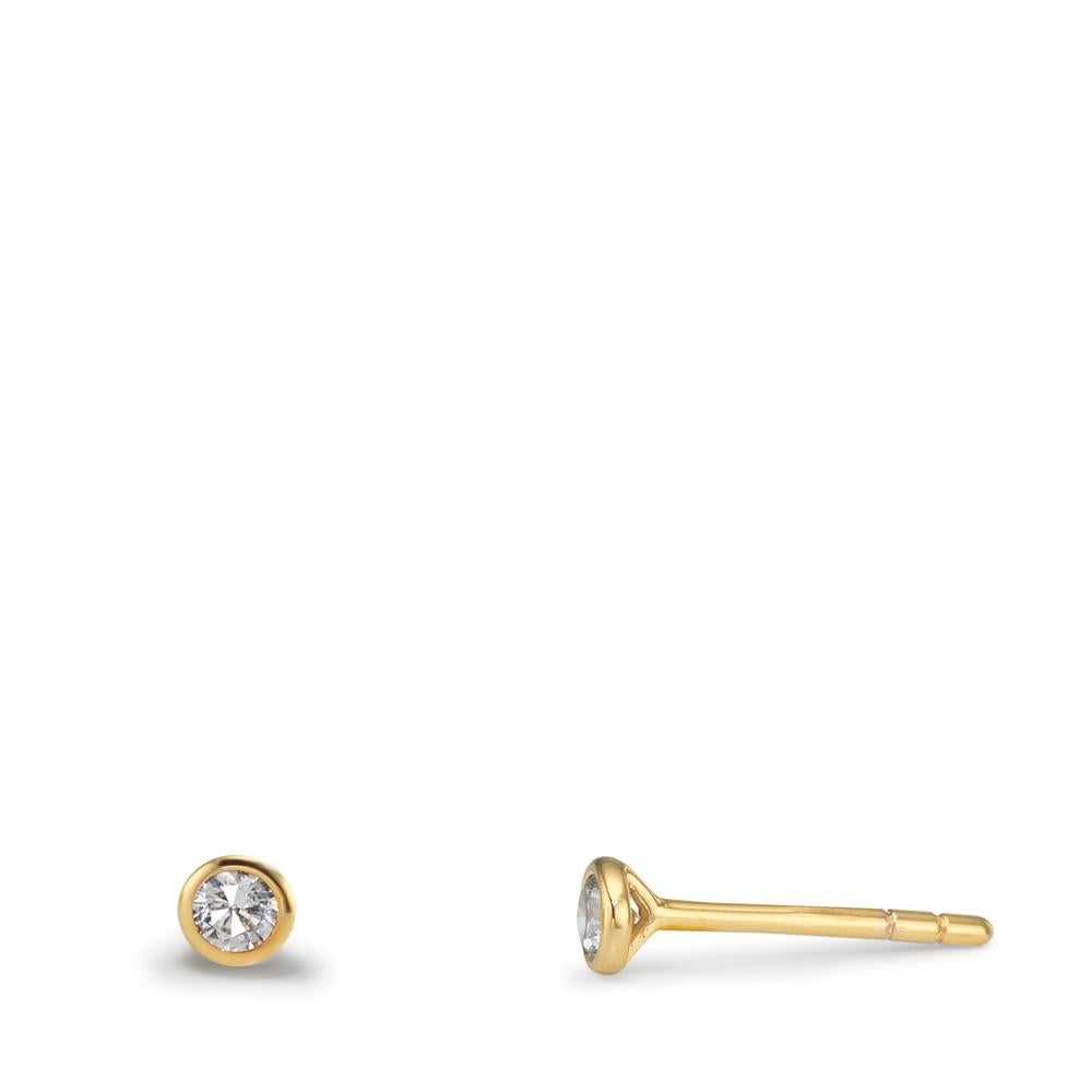 Clous d'oreilles Or jaune 9K Zircone 2 Pierres Ø2.9 mm
