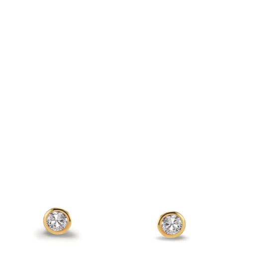 Clous d'oreilles Or jaune 9K Zircone 2 Pierres Ø2.9 mm