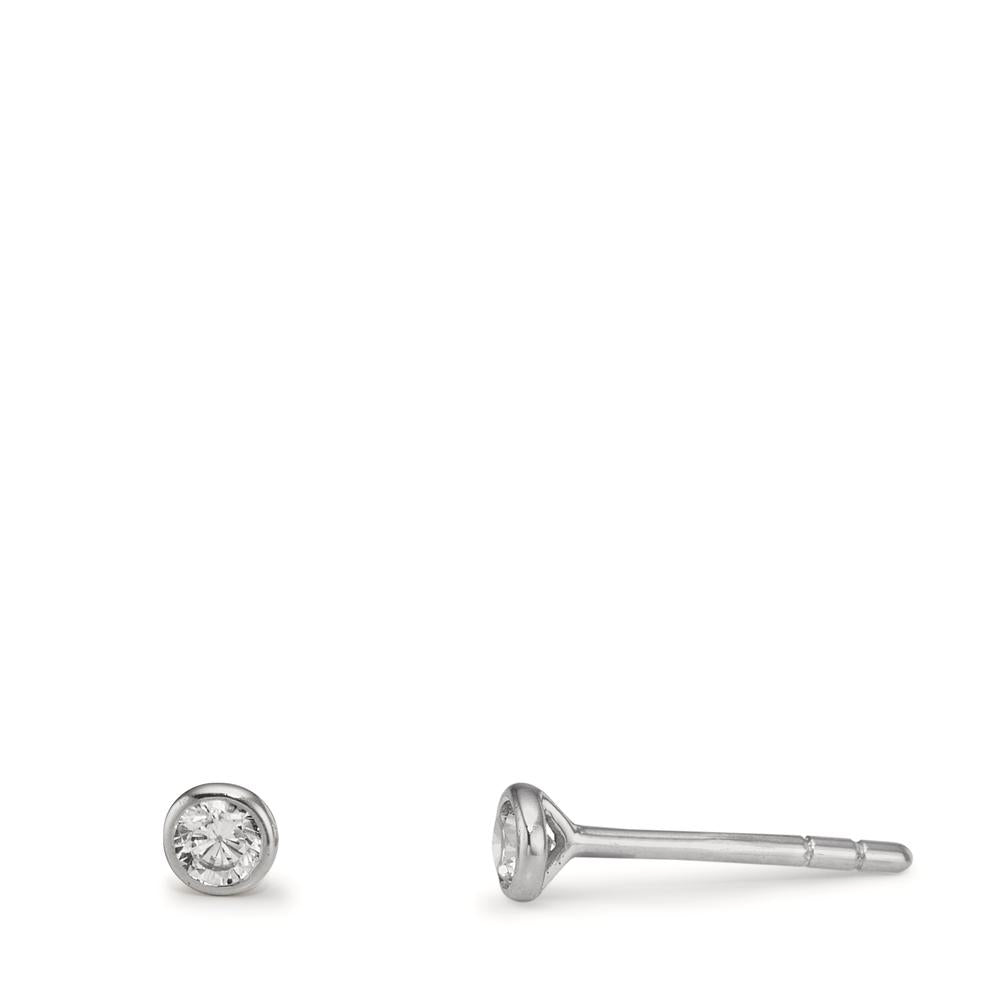 Clous d'oreilles Or blanc 9K Zircone 2 Pierres Ø2.9 mm
