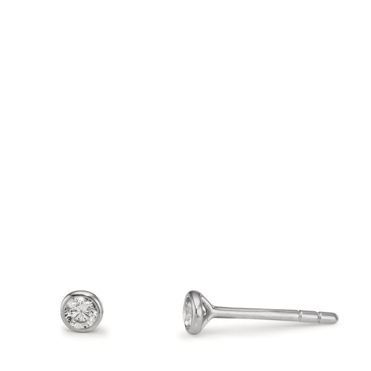 Clous d'oreilles Or blanc 9K Zircone 2 Pierres Ø2.9 mm