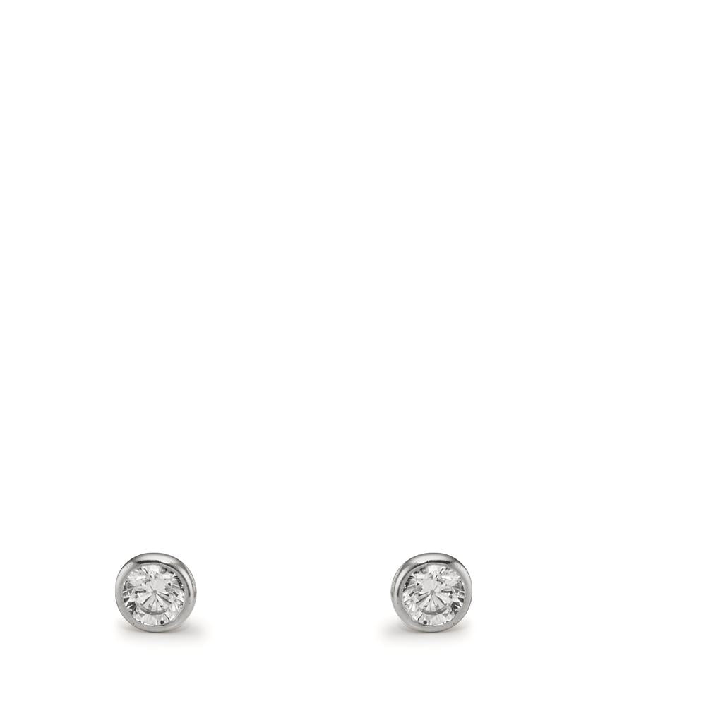 Clous d'oreilles Or blanc 9K Zircone 2 Pierres Ø2.9 mm