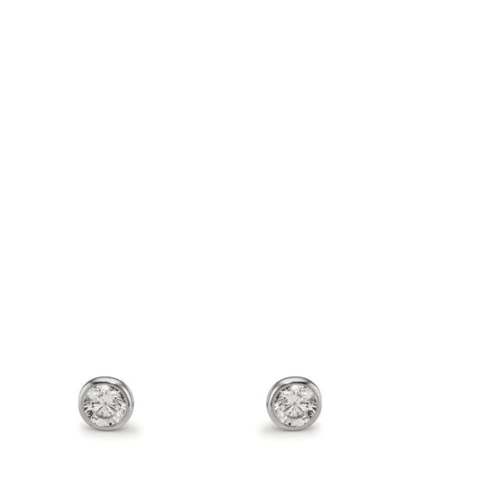 Clous d'oreilles Or blanc 9K Zircone 2 Pierres Ø2.9 mm