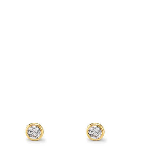 Clous d'oreilles Or jaune 9K Zircone 2 Pierres Ø3.2 mm