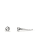 Clous d'oreilles Or blanc 9K Zircone 2 Pierres Ø3.2 mm