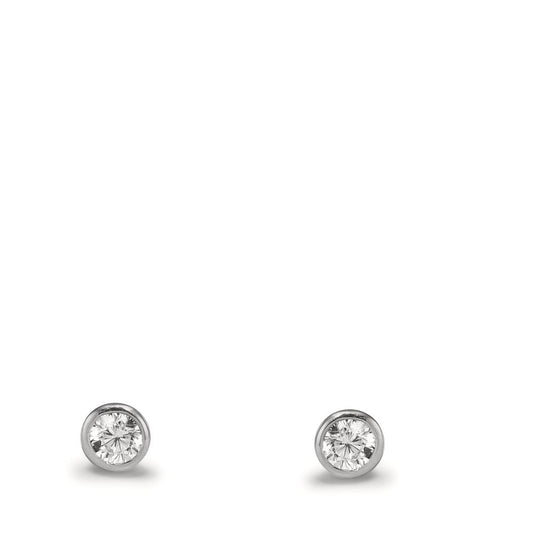 Clous d'oreilles Or blanc 9K Zircone 2 Pierres Ø3.2 mm