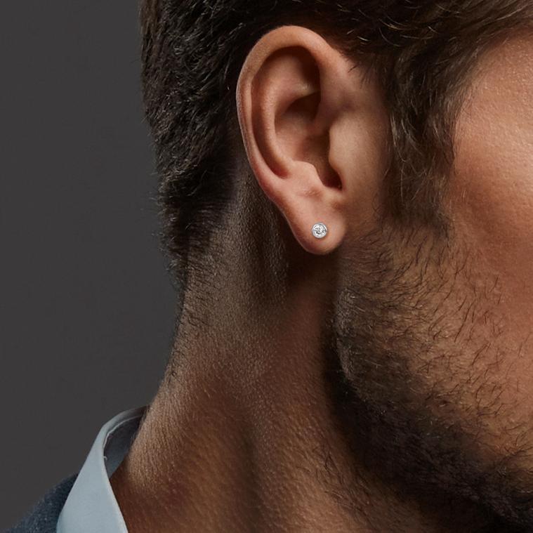 Clous d'oreilles Or blanc 9K Zircone 2 Pierres Ø3.2 mm