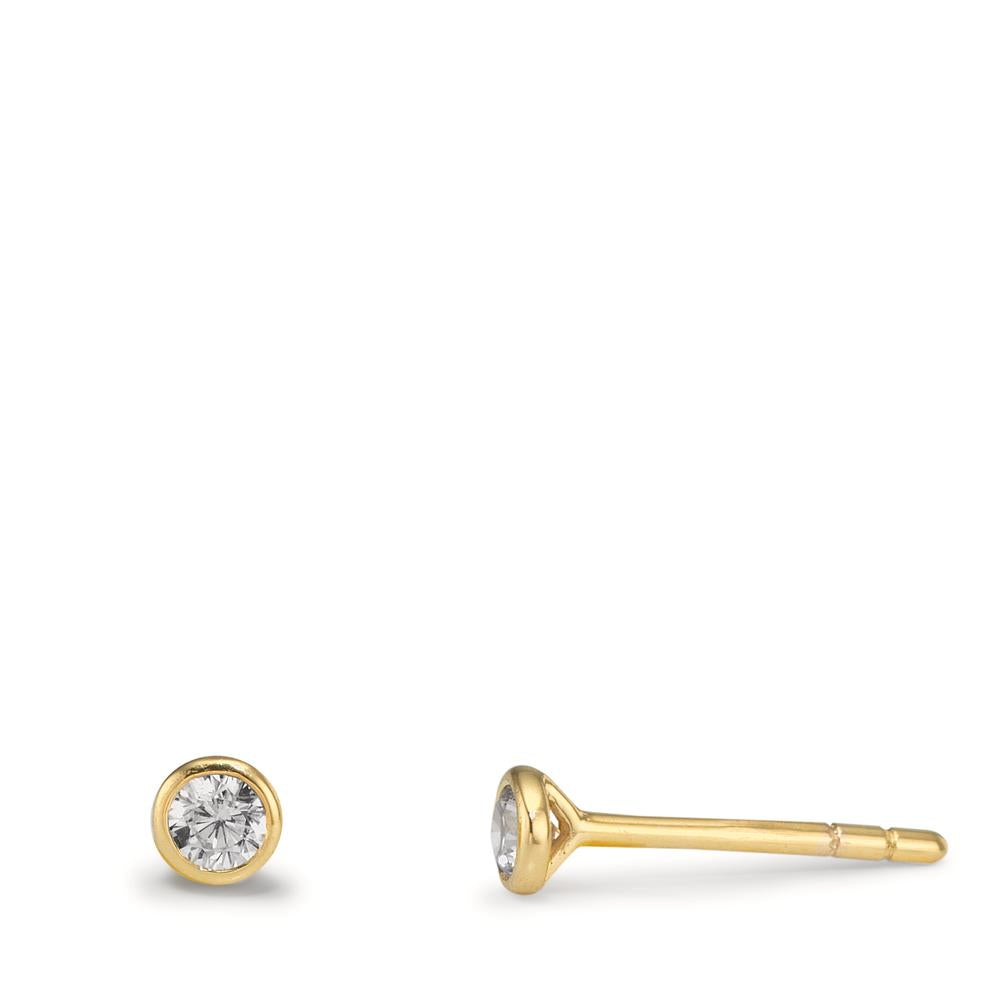 Clous d'oreilles Or jaune 9K Zircone 2 Pierres Ø3.5 mm