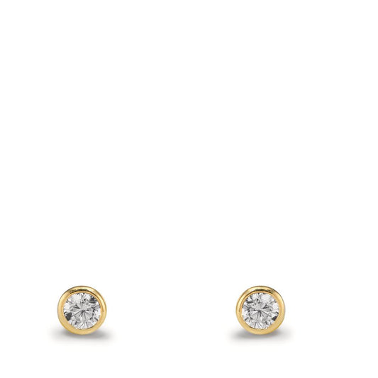 Clous d'oreilles Or jaune 9K Zircone 2 Pierres Ø3.5 mm