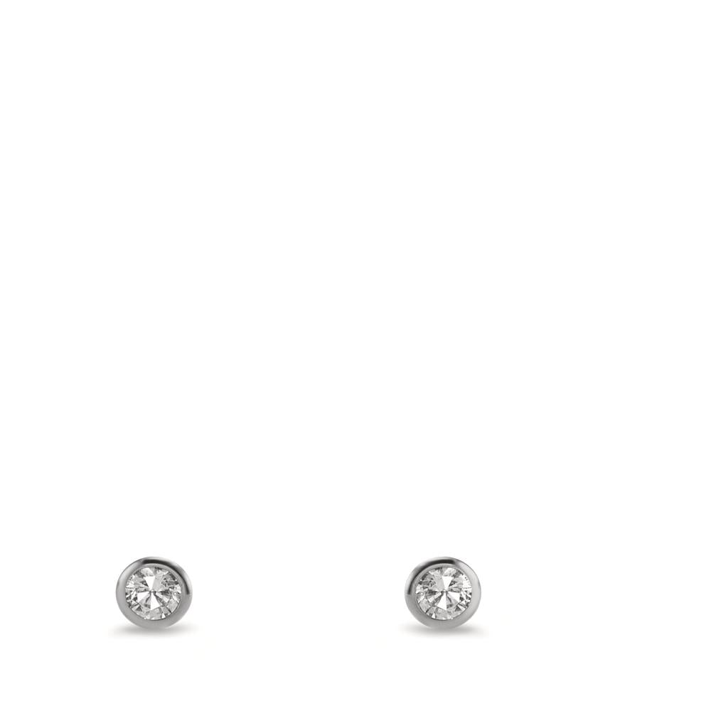 Clous d'oreilles Or blanc 9K Zircone 2 Pierres Ø3.5 mm