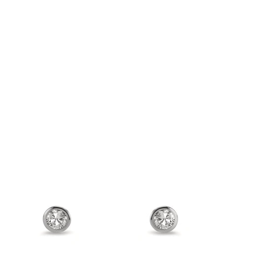 Clous d'oreilles Or blanc 9K Zircone 2 Pierres Ø3.5 mm