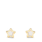 Clous d'oreilles Or jaune 18K nacre Étoile Ø5 mm