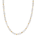 Collier Acier inoxydable Cristal blanc jaune PVD perle d'eau douce 43.5 cm