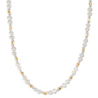 Collier Acier inoxydable Cristal blanc jaune PVD perle d'eau douce 43.5 cm