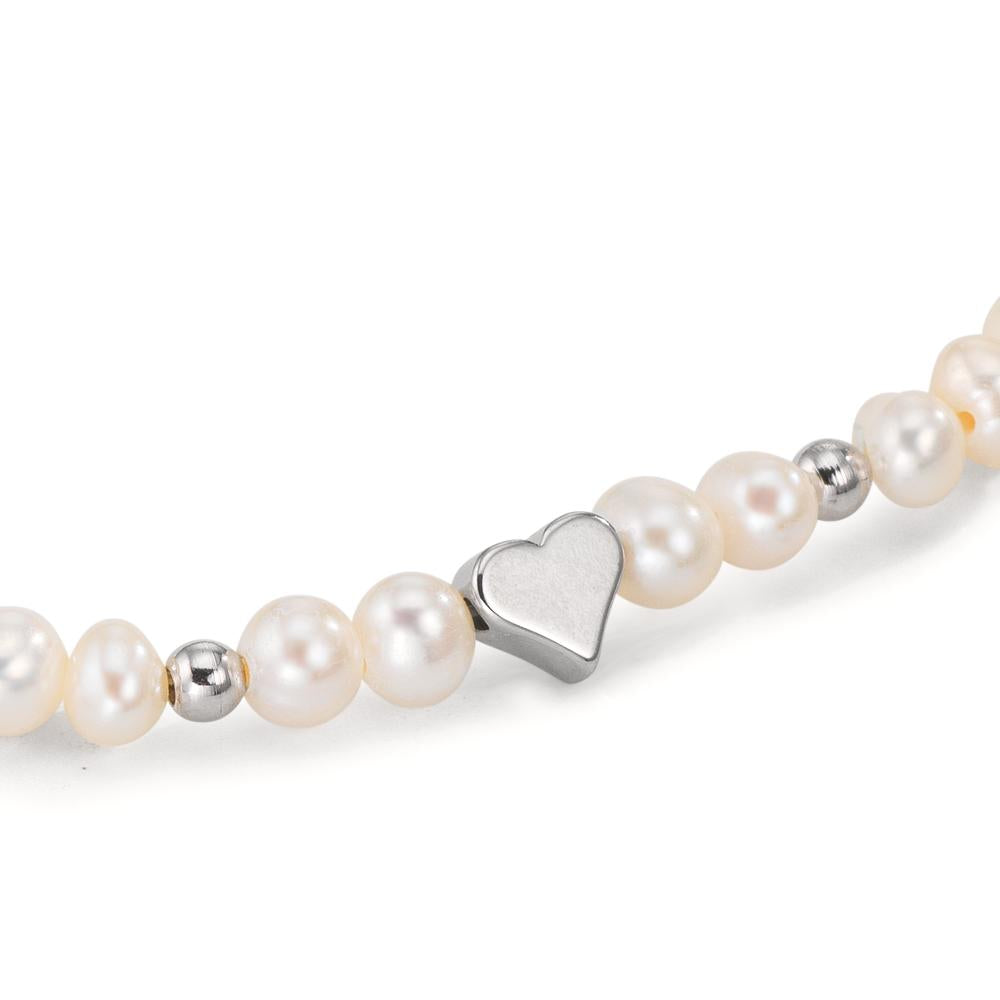 Bracelet Acier inoxydable perle d'eau douce 5-5.5 mm Coeur 17.5 cm
