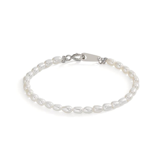 Bracelet Argent Rhodié perle d'eau douce, 2.5 mm 11.5 cm