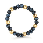 Bague Acier inoxydable Cristal bleu, 3 mm jaune PVD