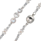 Collier Acier inoxydable Cristal argent perle d'eau douce argent 46 cm