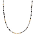 Collier Acier inoxydable Cristal jaune PVD perle d'eau douce, 5 Perles, 4.5 mm 43 cm