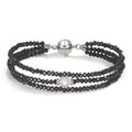 Bracelet Acier inoxydable Cristal noir perle d'eau douce 7-7.5 mm