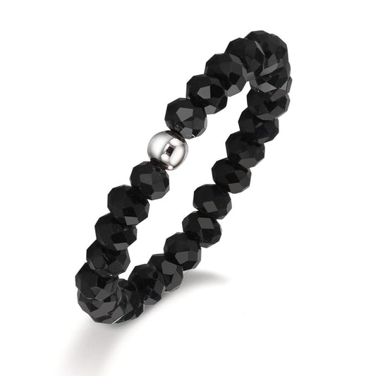 Bague Acier inoxydable Cristal noir, 3 mm