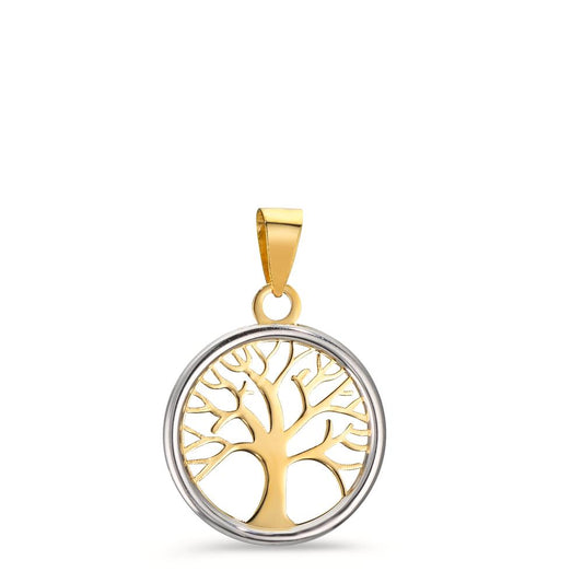 Pendentif Or jaune 14K Bicolore Arbre de la vie Ø12.5 mm