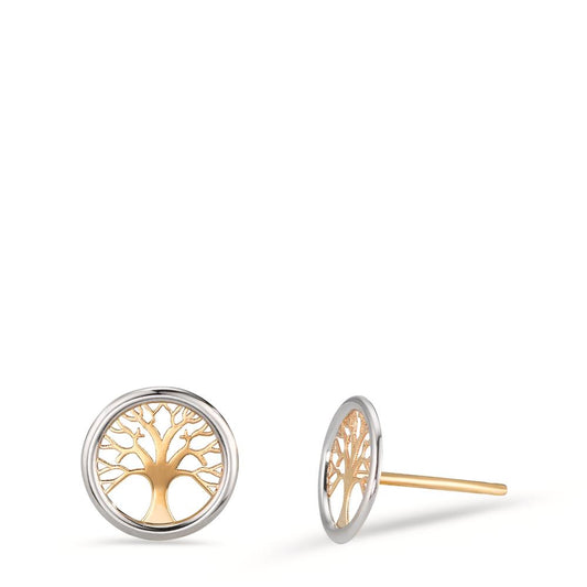 Clous d'oreilles Or jaune 14K Bicolore Arbre de la vie Ø8 mm