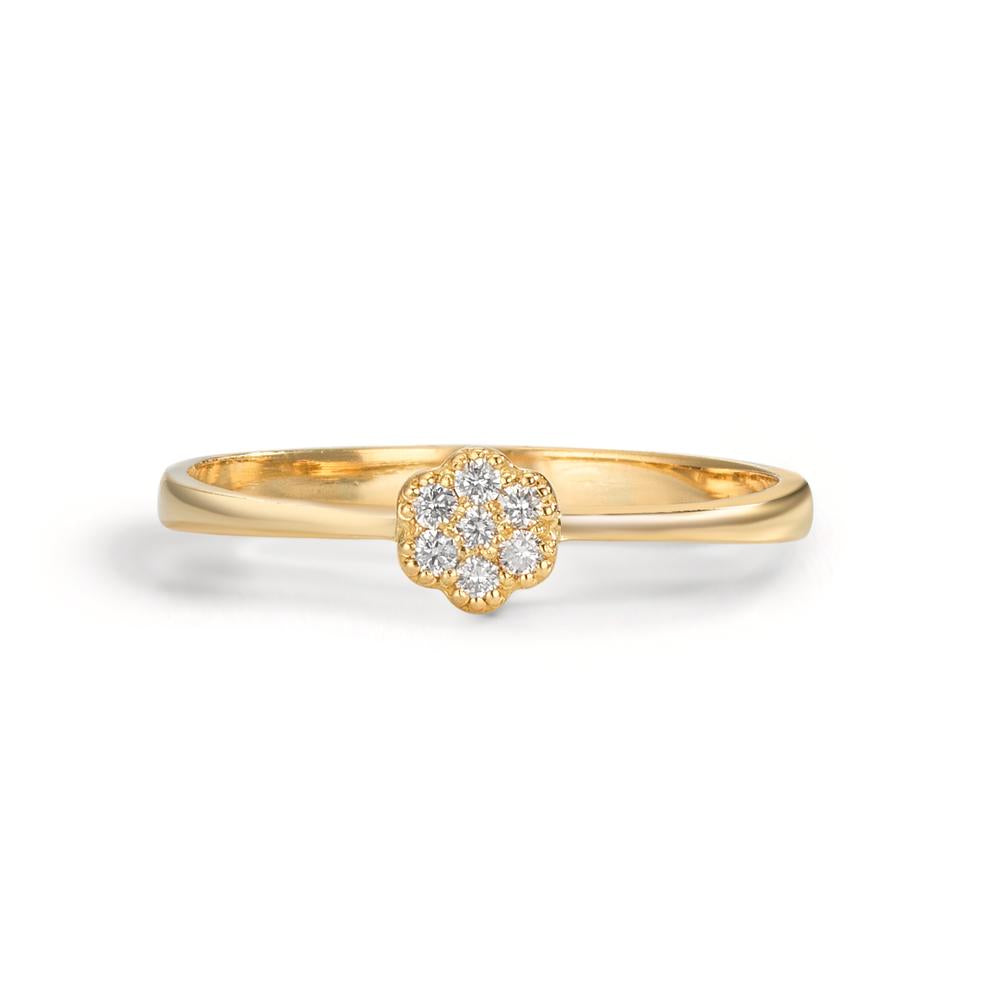 Bague Or jaune 18K Diamant 0.06 ct, 7 Pierres, w-si