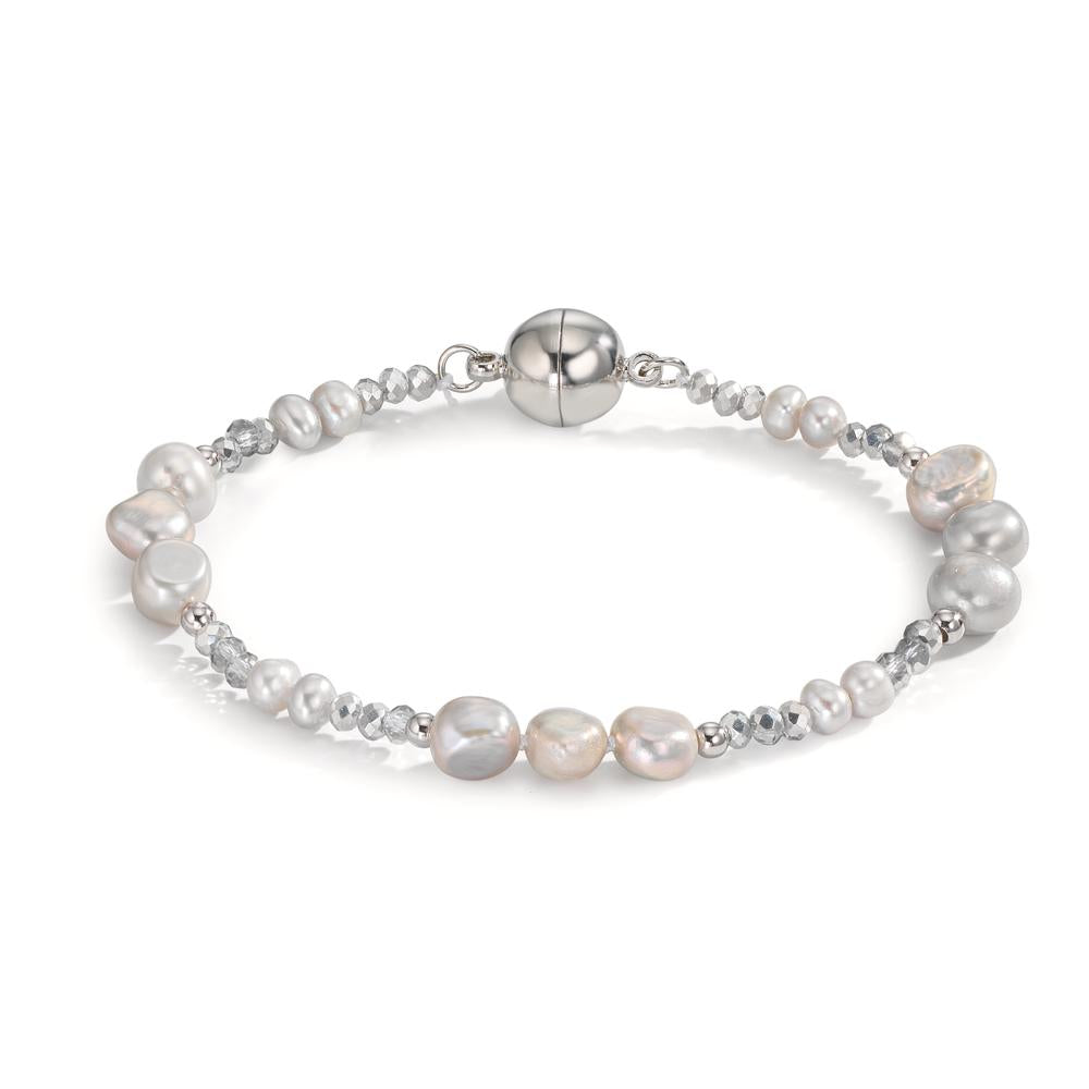 Bracelet Acier inoxydable Cristal gris perle d'eau douce gris