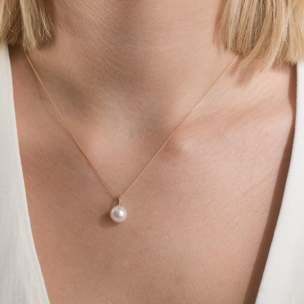 Pendentif Or jaune 14K perle Akoya 8-8.5 mm