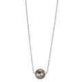 Collier Argent Rhodié perle de Tahiti, 10 mm 38-50 cm