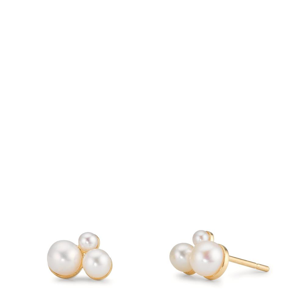 Clous d'oreilles Or jaune 9K perle d'eau douce, 6 Perles 2-4 mm